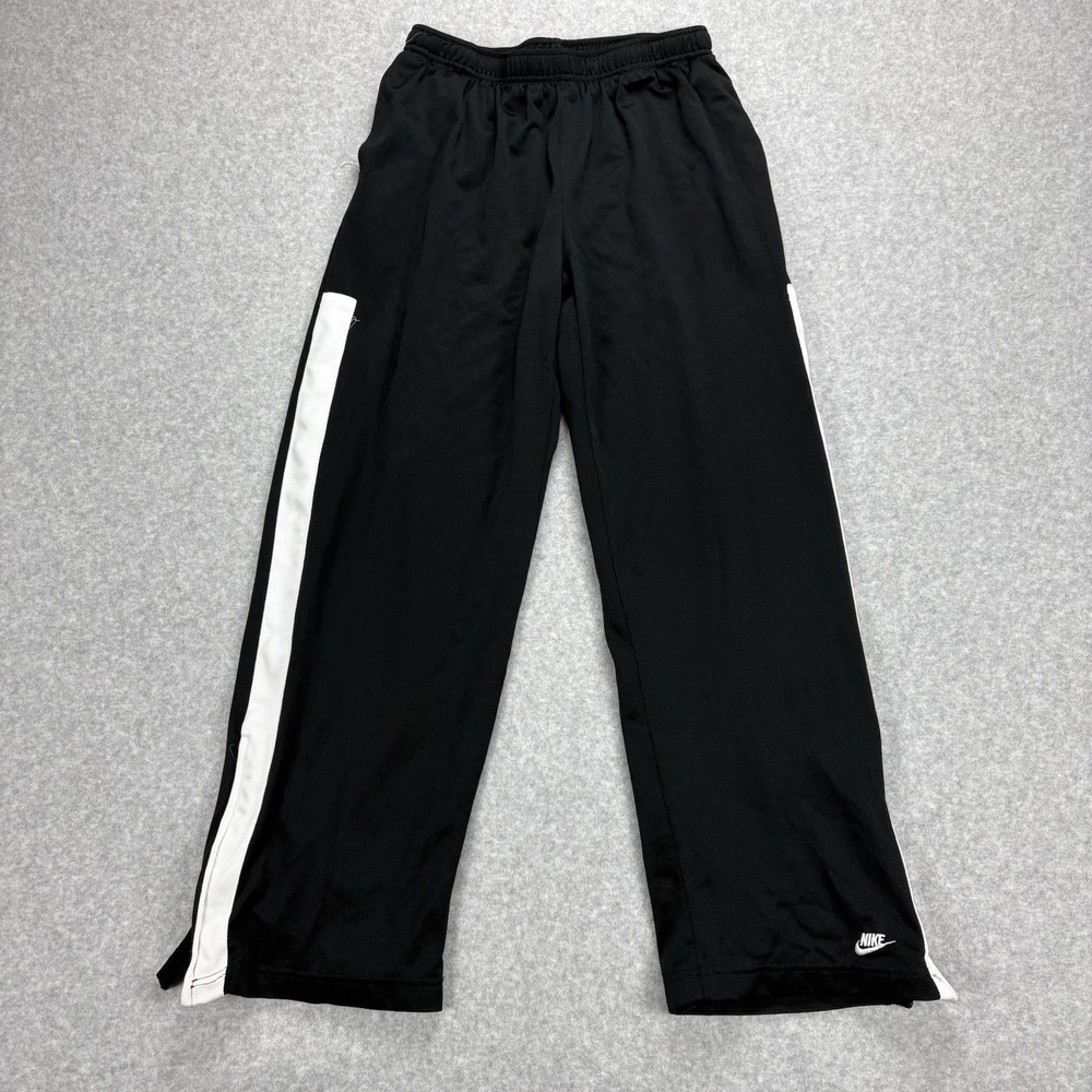 Vintage Nike Track Pants Boys XL Black White Side Stripe Athletic Sportswear 90s